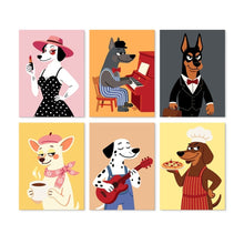 Load image into Gallery viewer, Mini Paint by Numbers Set 5.9"x7.9" (6 pieces) - Dapper Dogs Figured'Art
