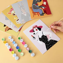 Load image into Gallery viewer, Mini Paint by Numbers Set 5.9"x7.9" (6 pieces) - Dapper Dogs