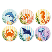 Load image into Gallery viewer, Mini Paint by Numbers Set - Discs Ø7.9" (6 pieces) - Ocean Life Figured'Art