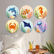 Load image into Gallery viewer, Mini Paint by Numbers Set - Discs Ø7.9" (6 pieces) - Ocean Life