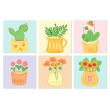 Load image into Gallery viewer, Mini Paint by Numbers Set 7.9"x7.9" (6 pieces) - Colorful Plant Corner Figured'Art