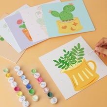 Load image into Gallery viewer, Mini Paint by Numbers Set 7.9"x7.9" (6 pieces) - Colorful Plant Corner