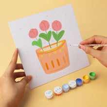 Load image into Gallery viewer, Mini Paint by Numbers Set 7.9"x7.9" (6 pieces) - Colorful Plant Corner