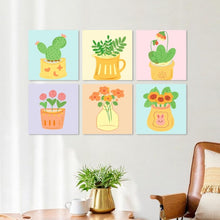 Load image into Gallery viewer, Mini Paint by Numbers Set 7.9"x7.9" (6 pieces) - Colorful Plant Corner