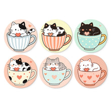 Load image into Gallery viewer, Mini Paint by Numbers Set - Discs Ø7.9" (6 pieces) - Cats and Teacups Figured'Art