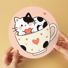 Load image into Gallery viewer, Mini Paint by Numbers Set - Discs Ø7.9" (6 pieces) - Cats and Teacups