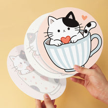 Load image into Gallery viewer, Mini Paint by Numbers Set - Discs Ø7.9" (6 pieces) - Cats and Teacups