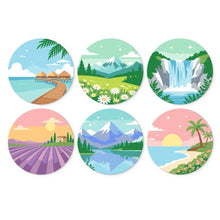 Load image into Gallery viewer, Mini Paint by Numbers Set - Discs Ø7.9" (6 pieces) - Dreamy Landscapes 2 Figured'Art