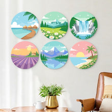 Load image into Gallery viewer, Mini Paint by Numbers Set - Discs Ø7.9" (6 pieces) - Dreamy Landscapes 2