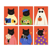 Load image into Gallery viewer, Mini Paint by Numbers Set 5.9"x7.9" (6 pieces) - One Cat, Many Moods Figured'Art