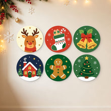 Load image into Gallery viewer, Mini Paint by Numbers Set - Discs Ø7.9" (6 pieces) - Whispers of Christmas