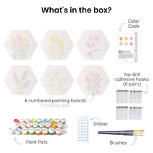 Load image into Gallery viewer, Mini Paint by Numbers Set - Hexagons (6 pieces) - Witchy Cat