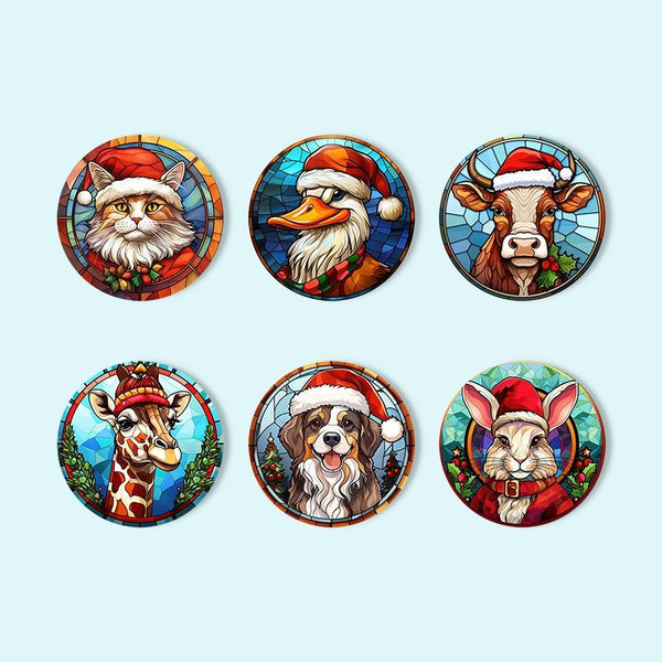Paint by numbers 6" Coasters (6 pieces) - Christmas Critters