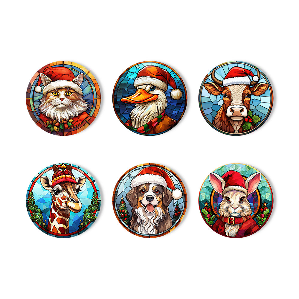 Paint by numbers 6" Coasters (6 pieces) - Christmas Critters