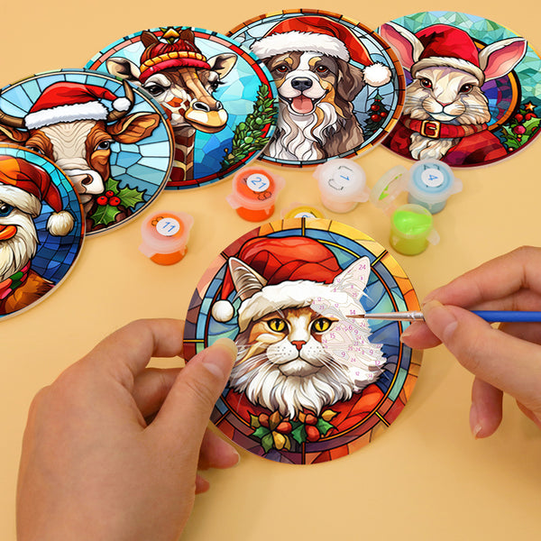 Paint by numbers 6" Coasters (6 pieces) - Christmas Critters