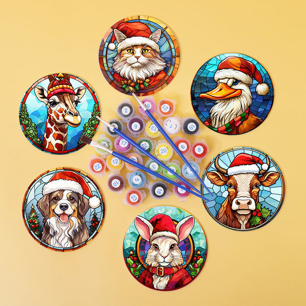 Paint by numbers 6" Coasters (6 pieces) - Christmas Critters