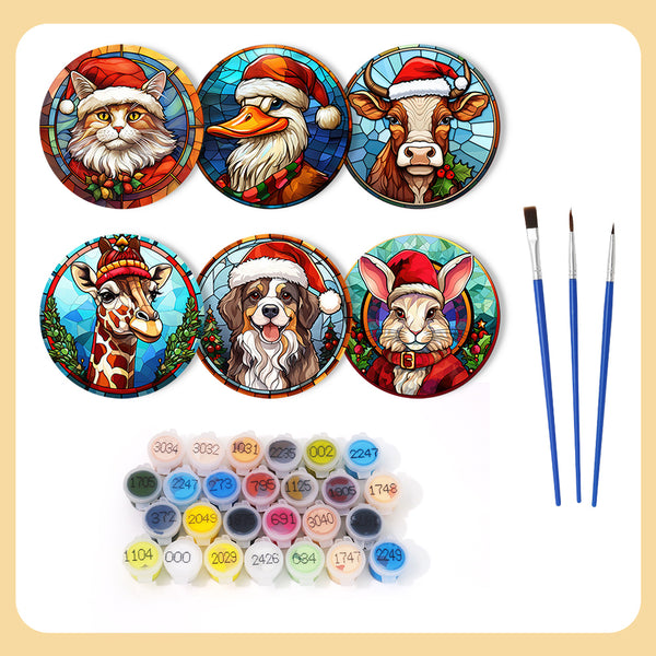 Paint by numbers 6" Coasters (6 pieces) - Christmas Critters