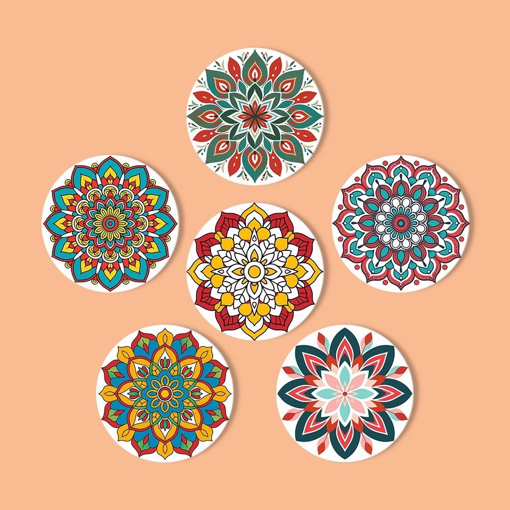 Paint by numbers 6" Coasters (6 pieces) - Colorful Coasters Mandala