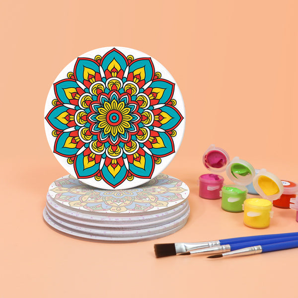 Paint by numbers 6" Coasters (6 pieces) - Colorful Coasters Mandala