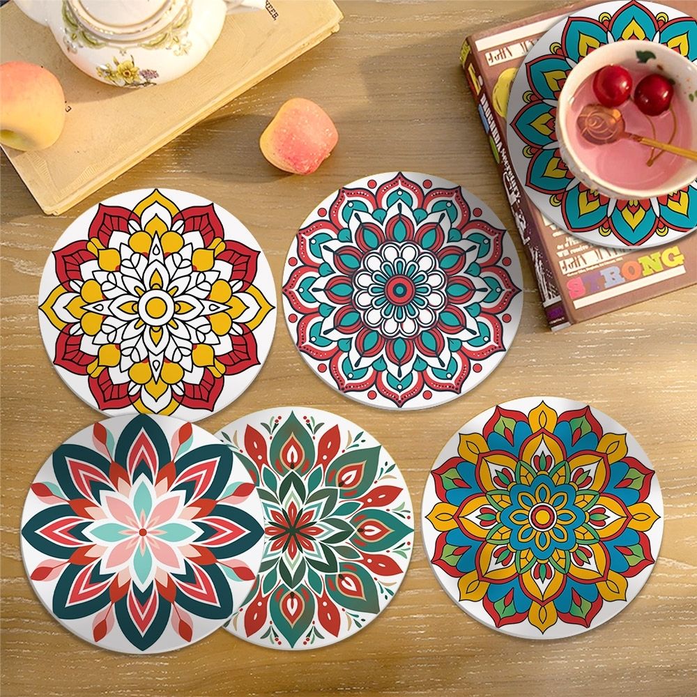 Paint by numbers 6" Coasters (6 pieces) - Colorful Coasters Mandala