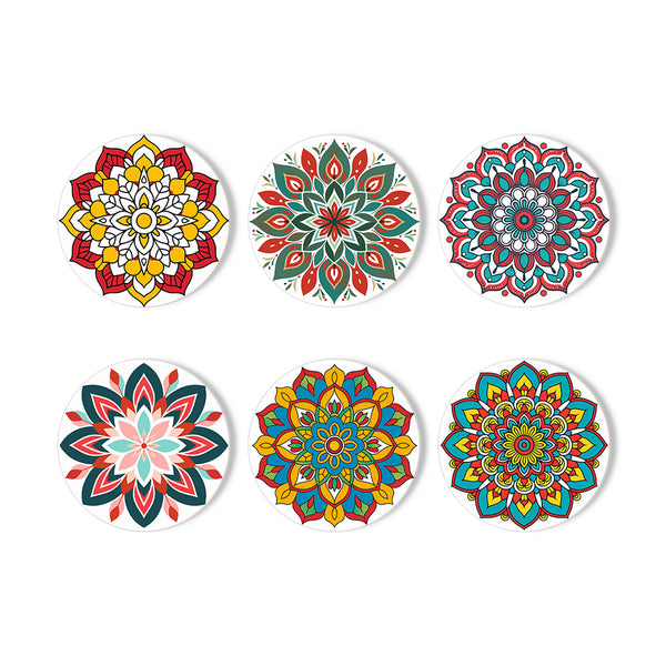 Paint by numbers 6" Coasters (6 pieces) - Colorful Coasters Mandala