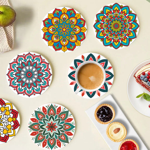 Paint by numbers 6" Coasters (6 pieces) - Colorful Coasters Mandala