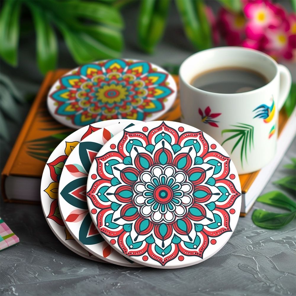 Paint by numbers 6" Coasters (6 pieces) - Colorful Coasters Mandala