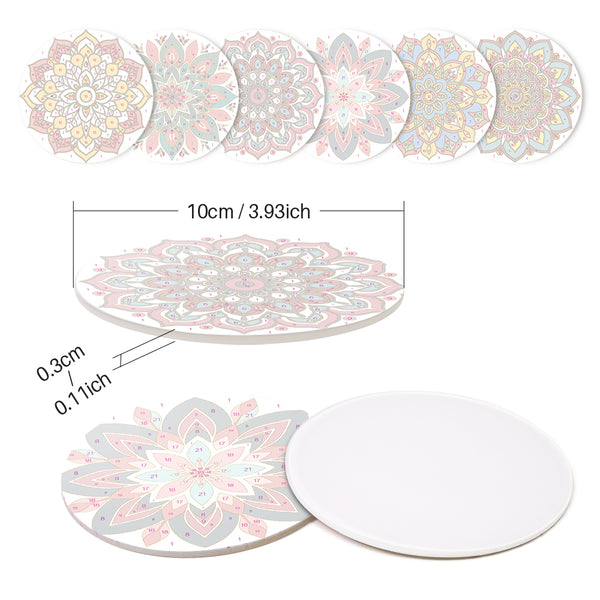 Paint by numbers 6" Coasters (6 pieces) - Colorful Coasters Mandala
