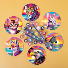 Load image into Gallery viewer, Paint by numbers 4" Coasters (6 pieces) - Pop Art Wildlife