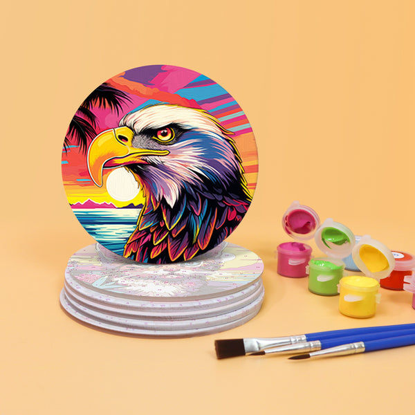Paint by numbers 6" Coasters (6 pieces) - Pop Art Wildlife