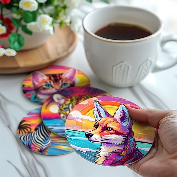 Paint by numbers 6" Coasters (6 pieces) - Pop Art Wildlife