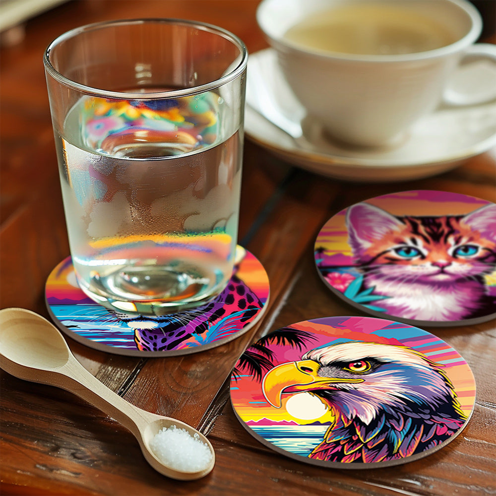 Paint by numbers 6" Coasters (6 pieces) - Pop Art Wildlife