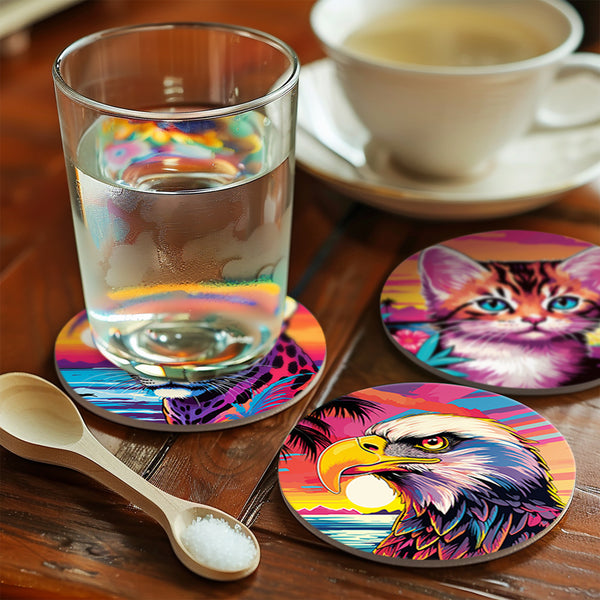 Paint by numbers 6" Coasters (6 pieces) - Pop Art Wildlife