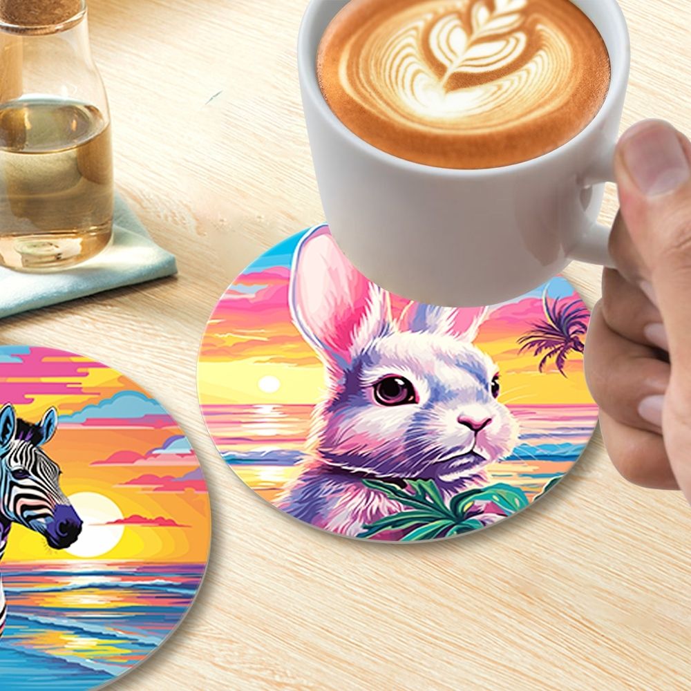 Paint by numbers 6" Coasters (6 pieces) - Pop Art Wildlife