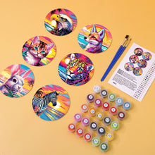 Load image into Gallery viewer, Paint by numbers 4" Coasters (6 pieces) - Pop Art Wildlife