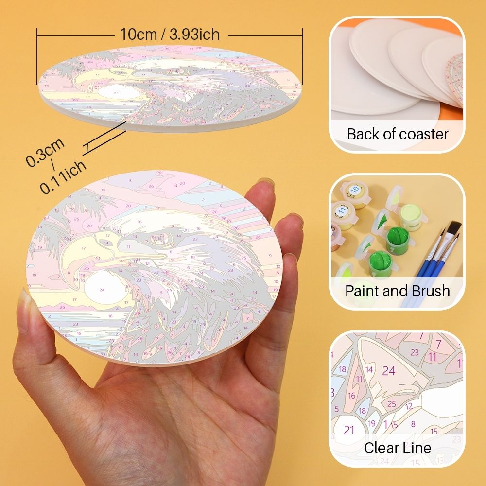 Paint by numbers 6" Coasters (6 pieces) - Pop Art Wildlife