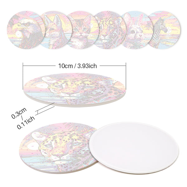 Paint by numbers 6" Coasters (6 pieces) - Pop Art Wildlife