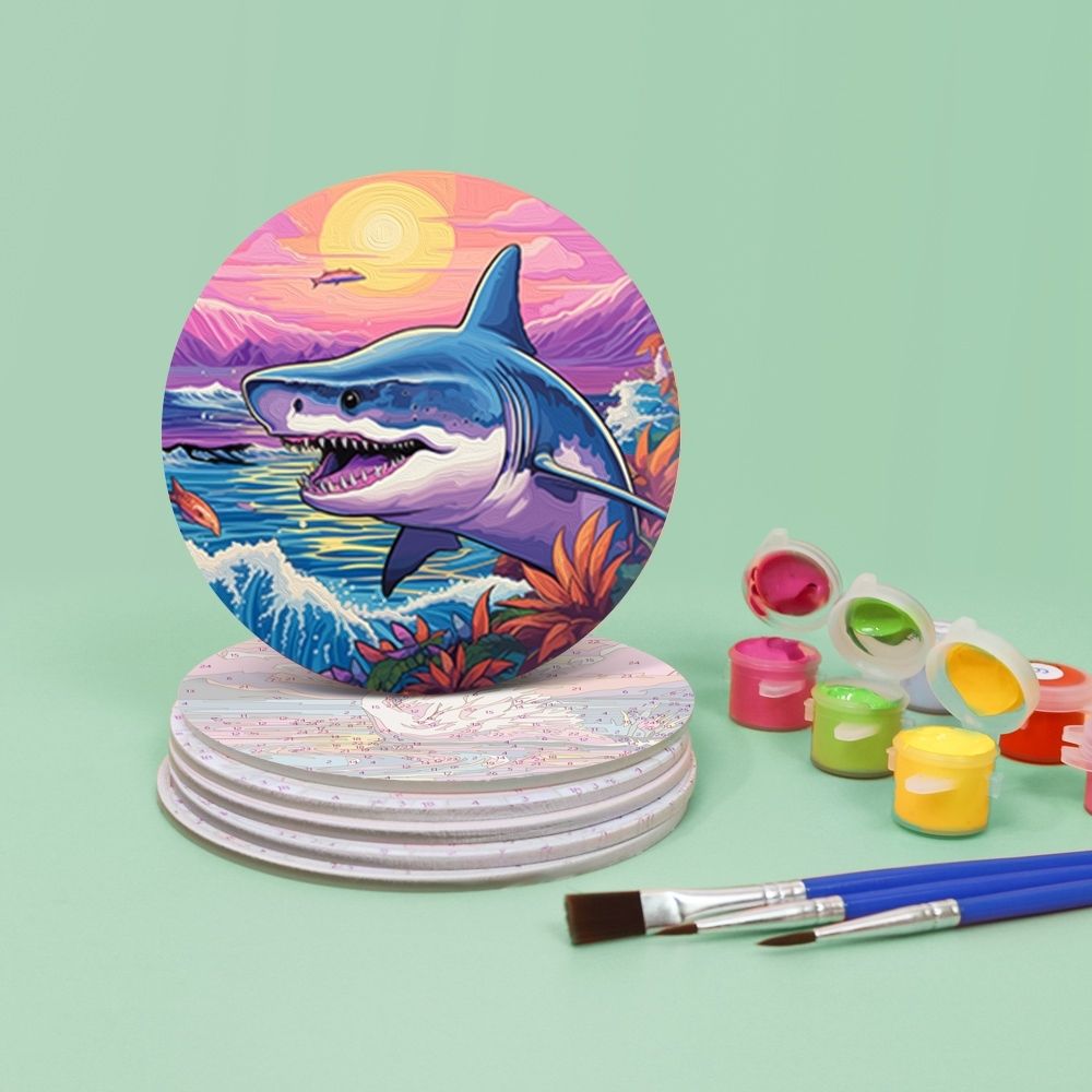 Paint by numbers 6" Coasters (6 pieces) - Colorful Sea Life