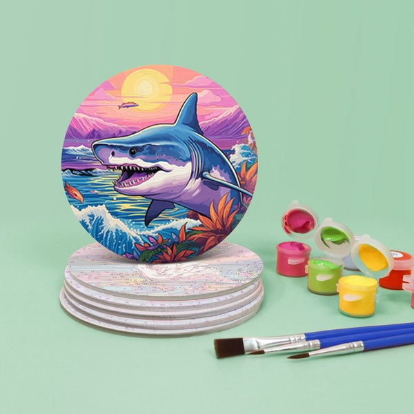 Paint by numbers 6" Coasters (6 pieces) - Colorful Sea Life