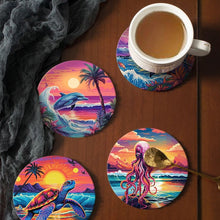 Load image into Gallery viewer, Paint by numbers 4" Coasters (6 pieces) - Colorful Sea Life