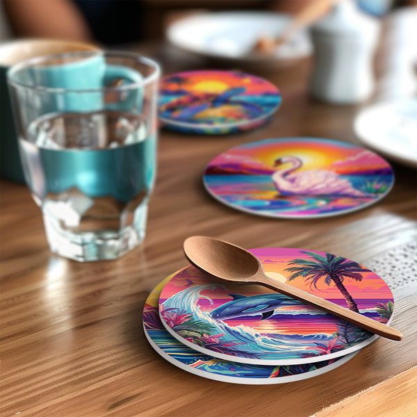 Paint by numbers 6" Coasters (6 pieces) - Colorful Sea Life