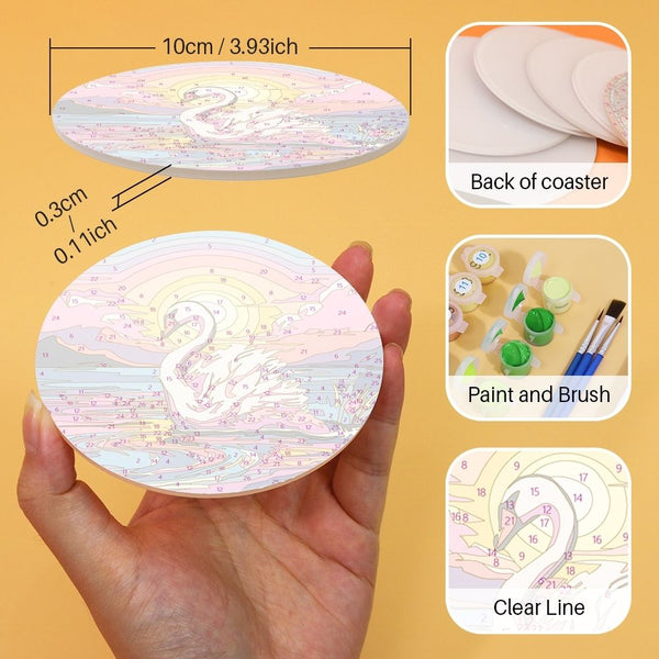 Paint by numbers 6" Coasters (6 pieces) - Colorful Sea Life