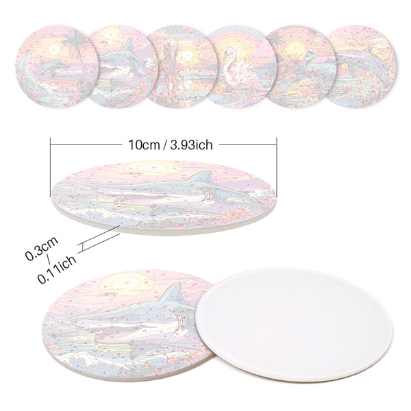 Paint by numbers 6" Coasters (6 pieces) - Colorful Sea Life