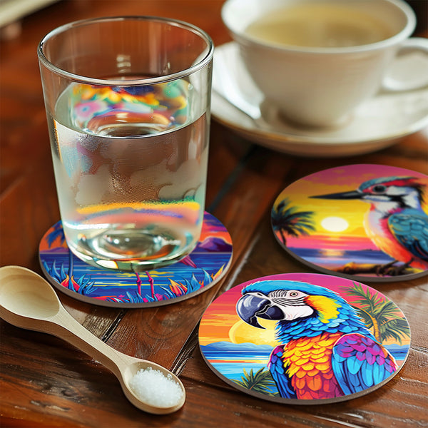 Paint by numbers 6" Coasters (6 pieces) - Vibrant Tropical Birds