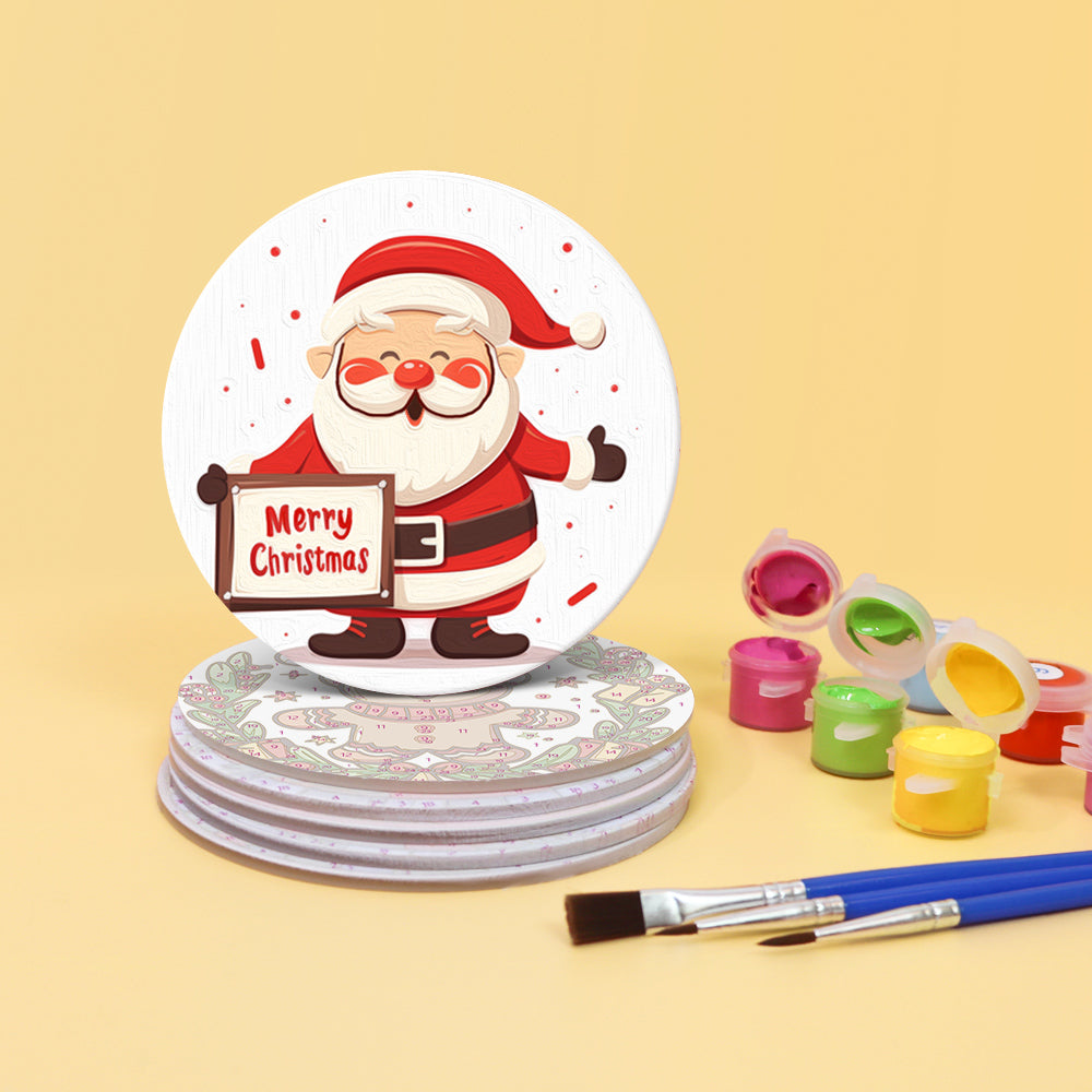 Paint by numbers 6" Coasters (6 pieces) - Handmade Christmas