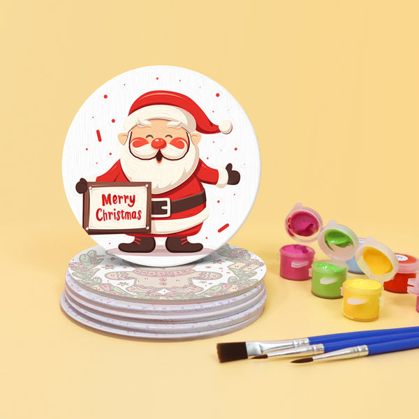 Paint by numbers 6" Coasters (6 pieces) - Handmade Christmas
