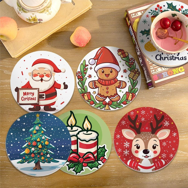 Paint by numbers 6" Coasters (6 pieces) - Handmade Christmas
