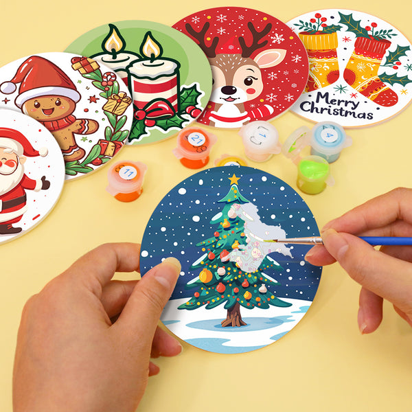 Paint by numbers 6" Coasters (6 pieces) - Handmade Christmas