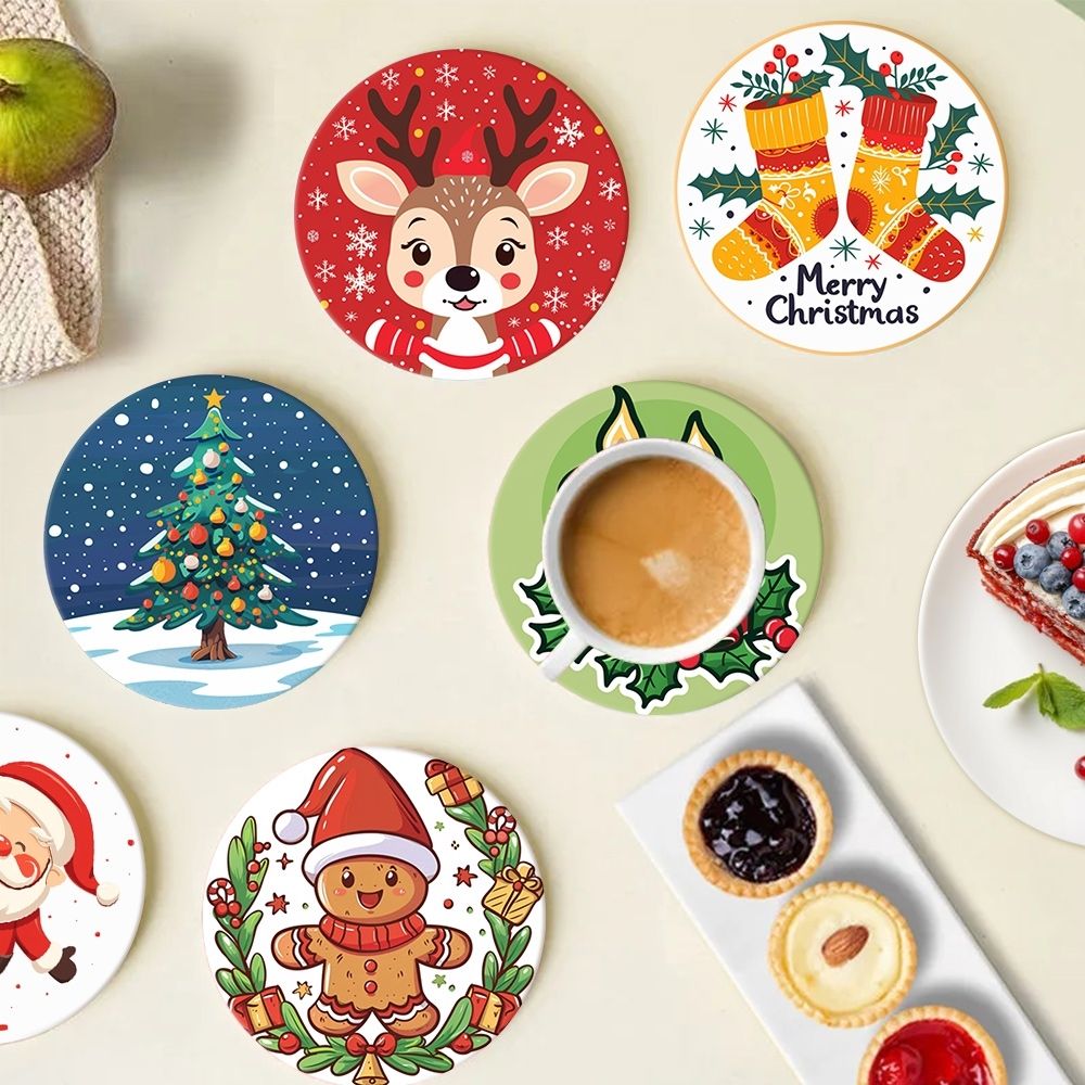 Paint by numbers 6" Coasters (6 pieces) - Handmade Christmas