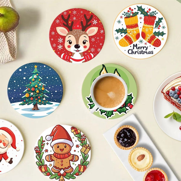 Paint by numbers 6" Coasters (6 pieces) - Handmade Christmas